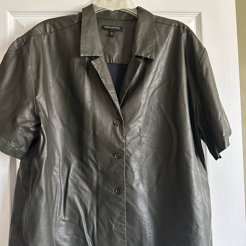 Banana Republic Dark Green Leather Shirt